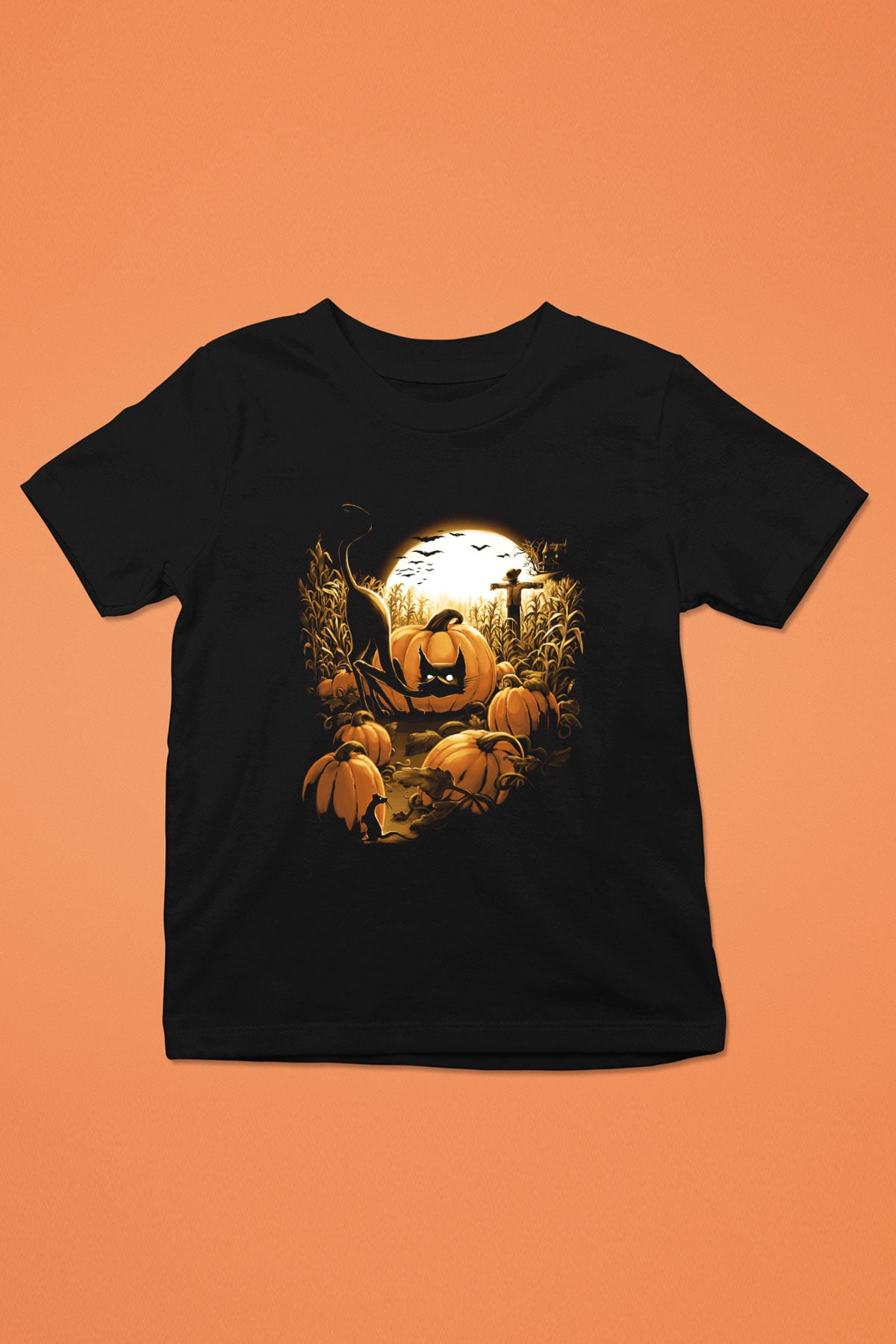 Cadılar Bayramı-Halloween Siyah Unisex Çocuk Tişört
