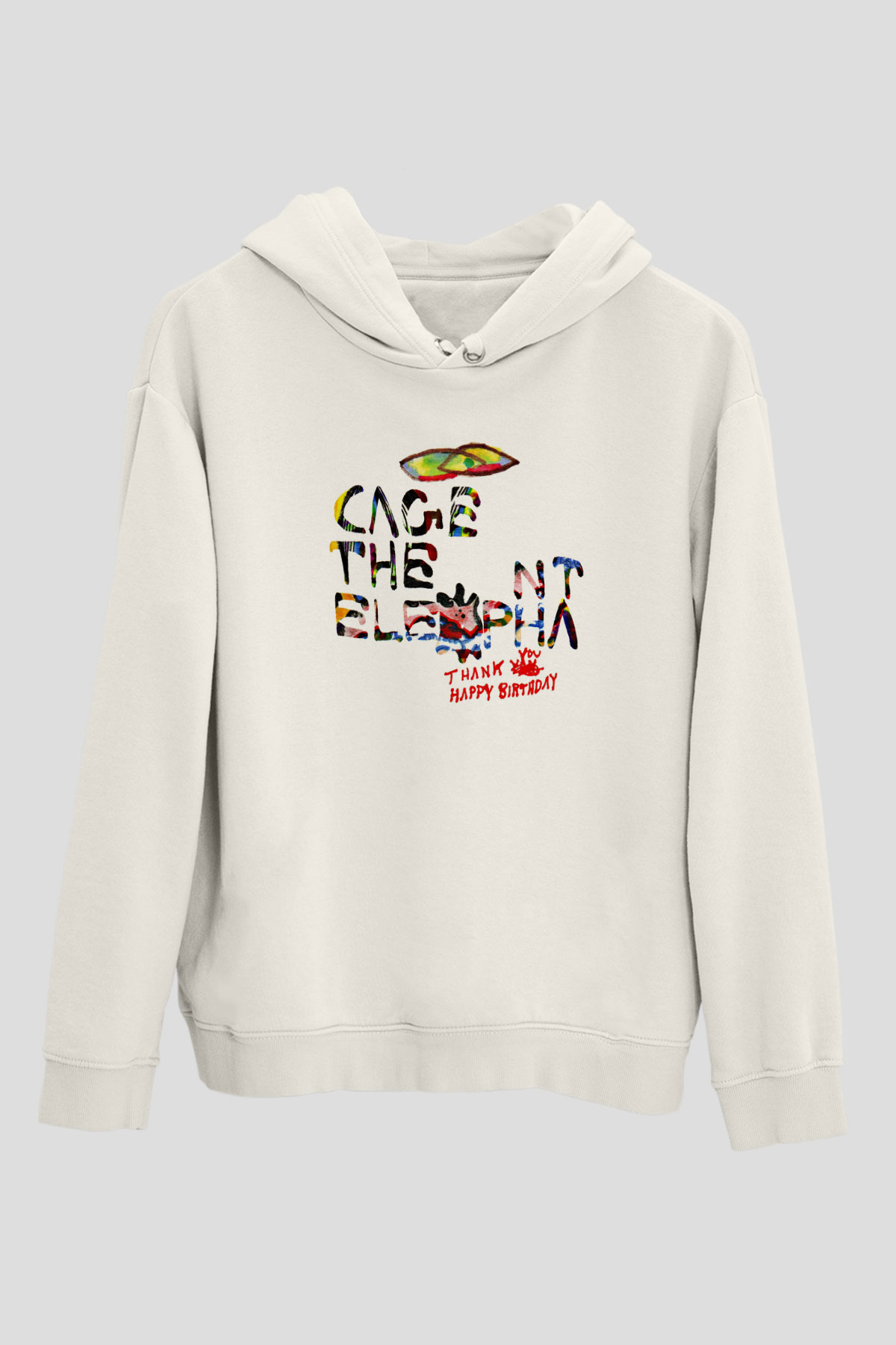 Cage the Elephant Baskılı Unisex Beyaz Hoodie