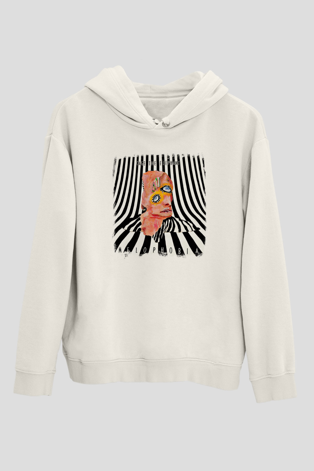Cage the Elephant Baskılı Unisex Beyaz Hoodie