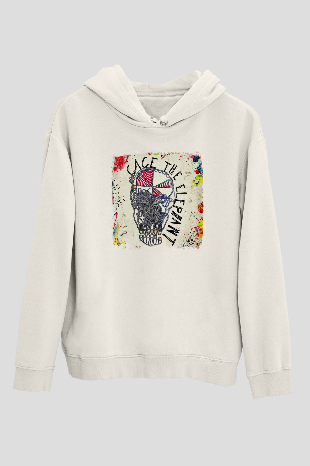 Cage the Elephant Baskılı Unisex Beyaz Hoodie