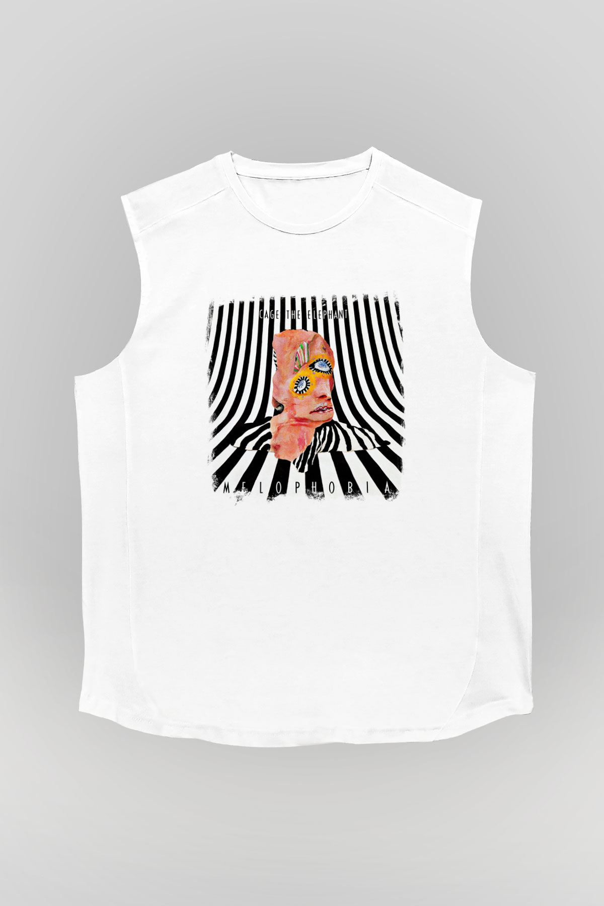 Cage the Elephant Baskılı Unisex Beyaz Kolsuz Tişört