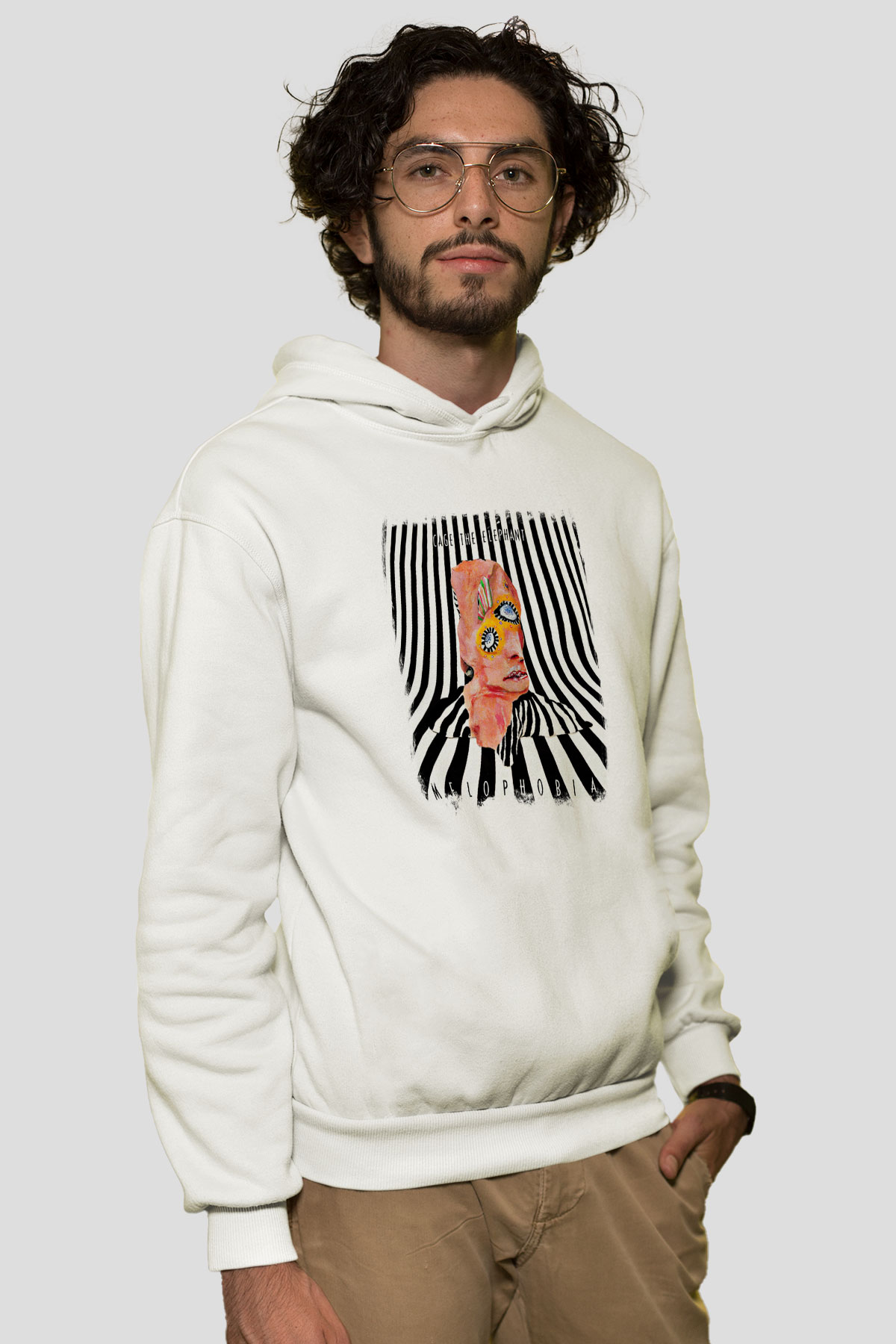 Cage the Elephant Baskılı Unisex Beyaz Hoodie