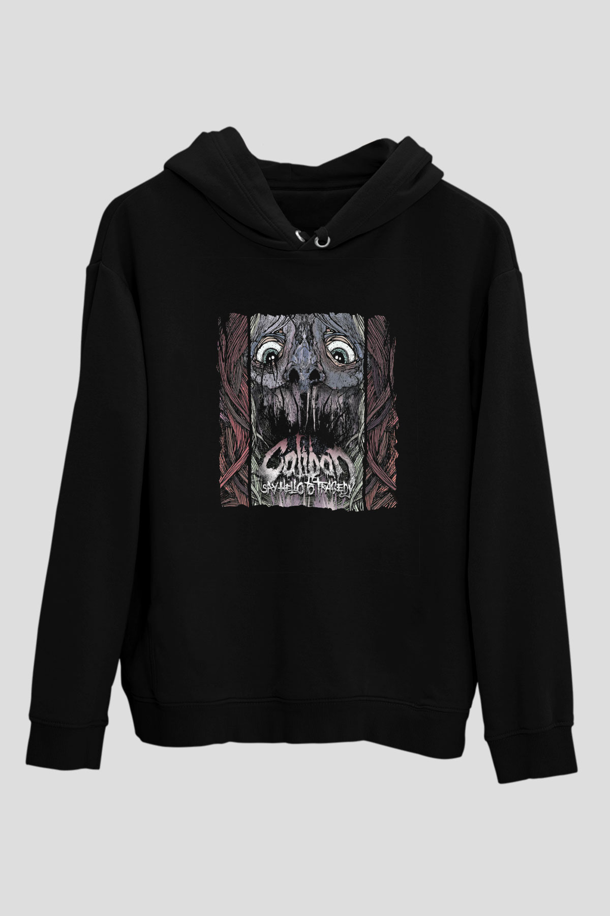 Caliban Baskılı Unisex Siyah Hoodie