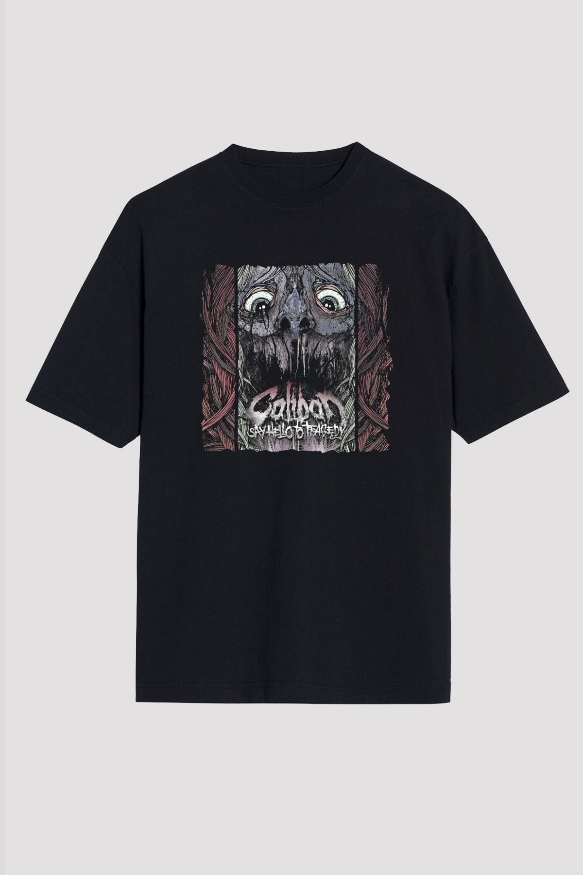 Caliban Baskılı Unisex Siyah Oversize Tişört