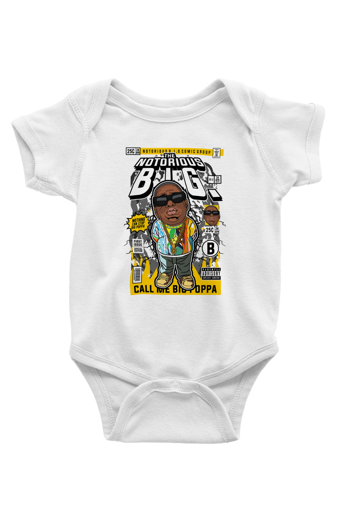 Call Me B.I.G Baskılı Unisex Beyaz Bebek Body - Zıbın