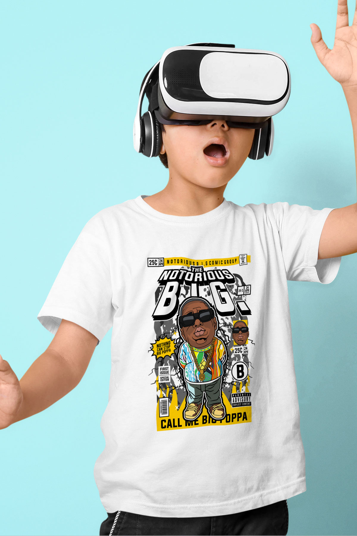 Call Me B.I.G Baskılı Unisex Beyaz Çocuk Tişört