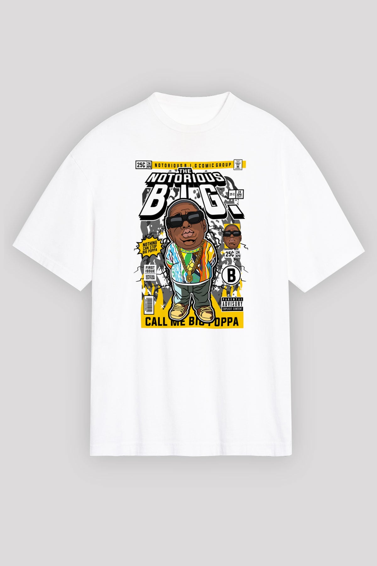 Call Me B.I.G Baskılı Unisex Beyaz Oversize Tişört