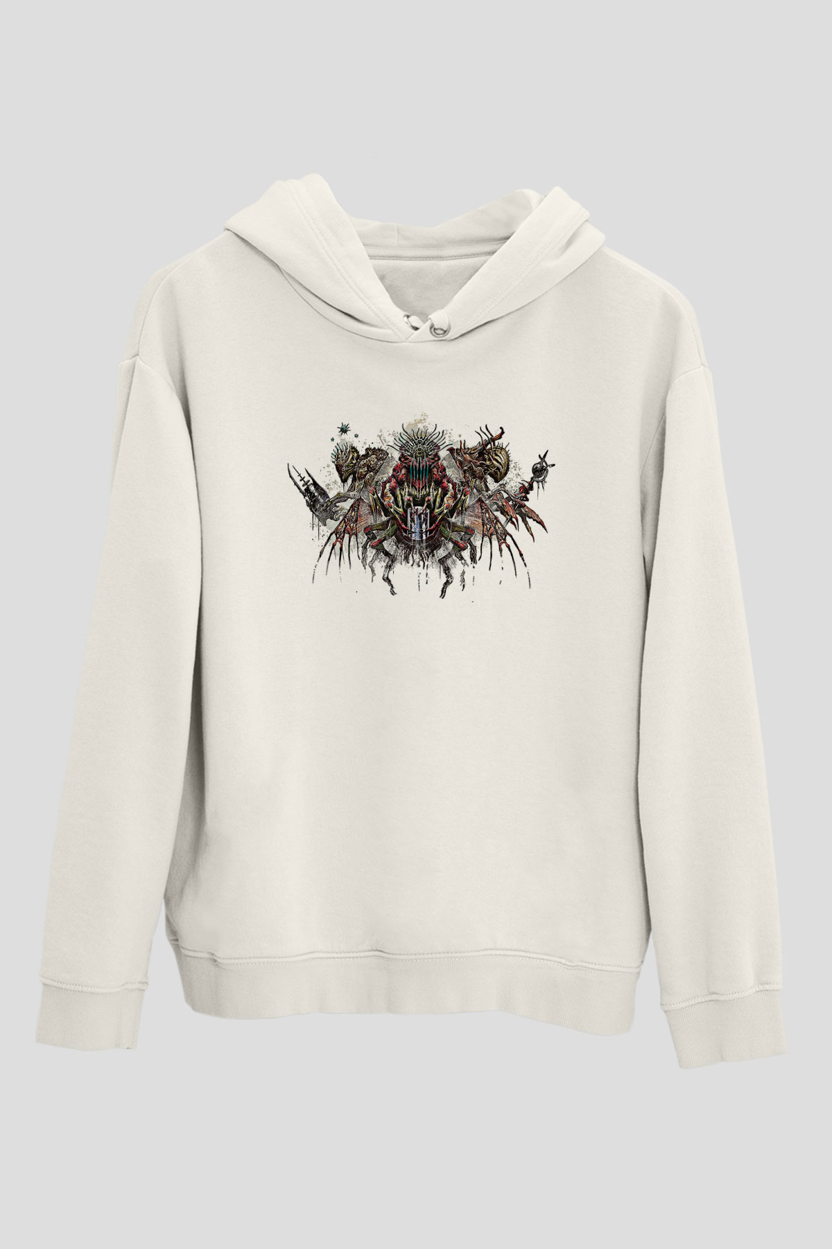 Call Of Ctulhu Baskılı Beyaz Unisex Kapüşonlu Sweatshirt