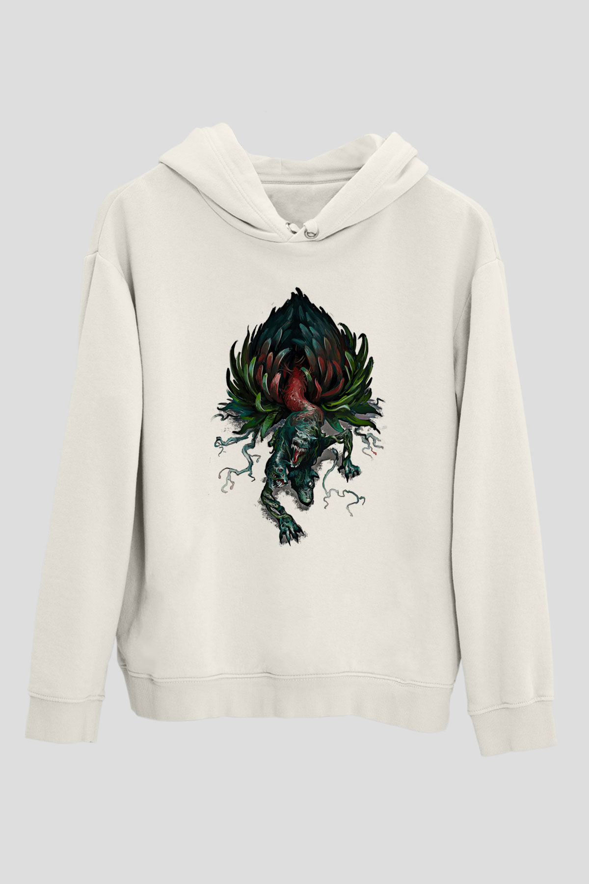 Call Of Ctulhu Baskılı Beyaz Unisex Kapüşonlu Sweatshirt
