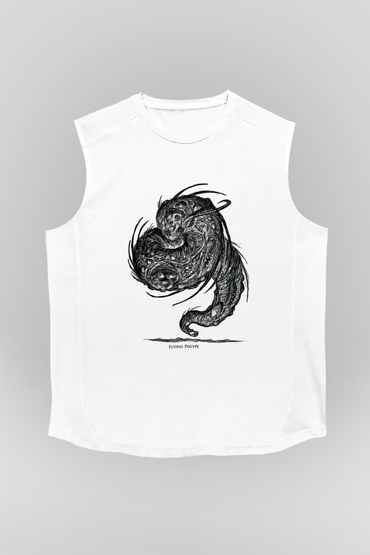 Call Of Ctulhu Baskılı Beyaz Unisex Kolsuz Tişört - Tshirt