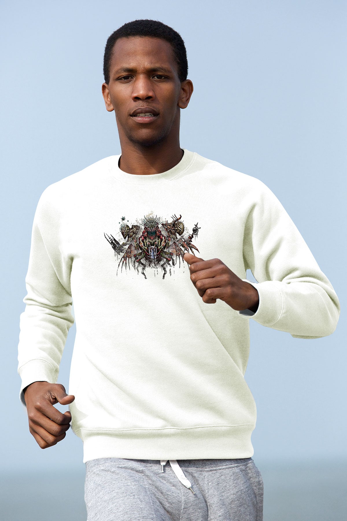 Call Of Ctulhu Baskılı Beyaz Unisex Sweatshirt