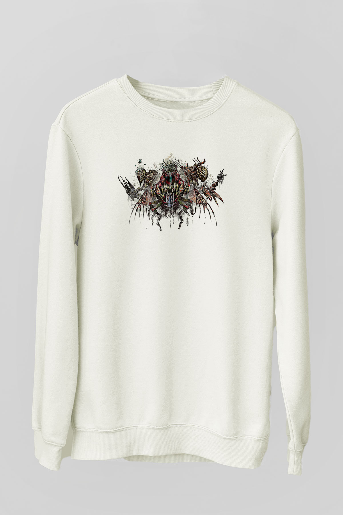 Call Of Ctulhu Baskılı Beyaz Unisex Sweatshirt
