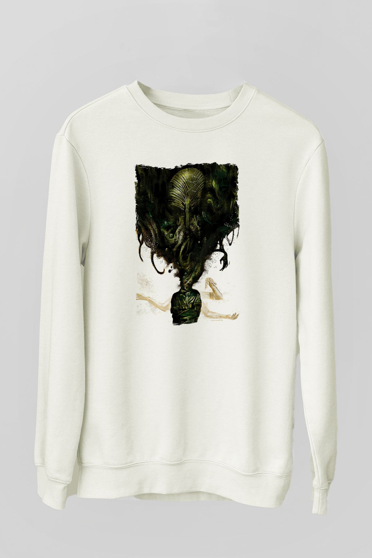 Call Of Ctulhu Baskılı Beyaz Unisex Sweatshirt