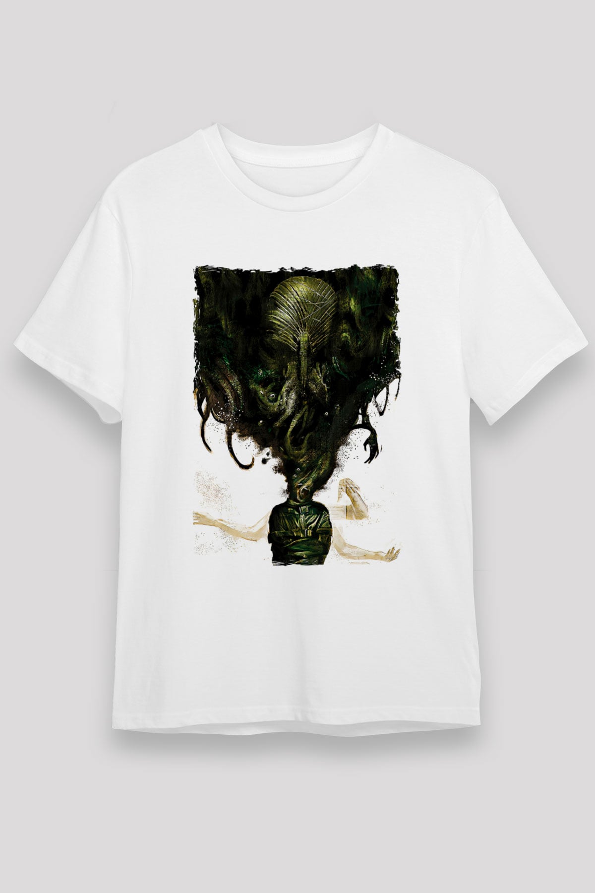Call Of Ctulhu Baskılı Unisex Beyaz Tişört - Tshirt