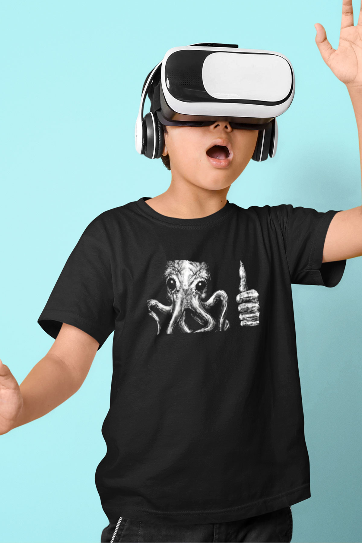 Call Of Ctulhu Baskılı Unisex Siyah Çocuk Tişört - Tshirt
