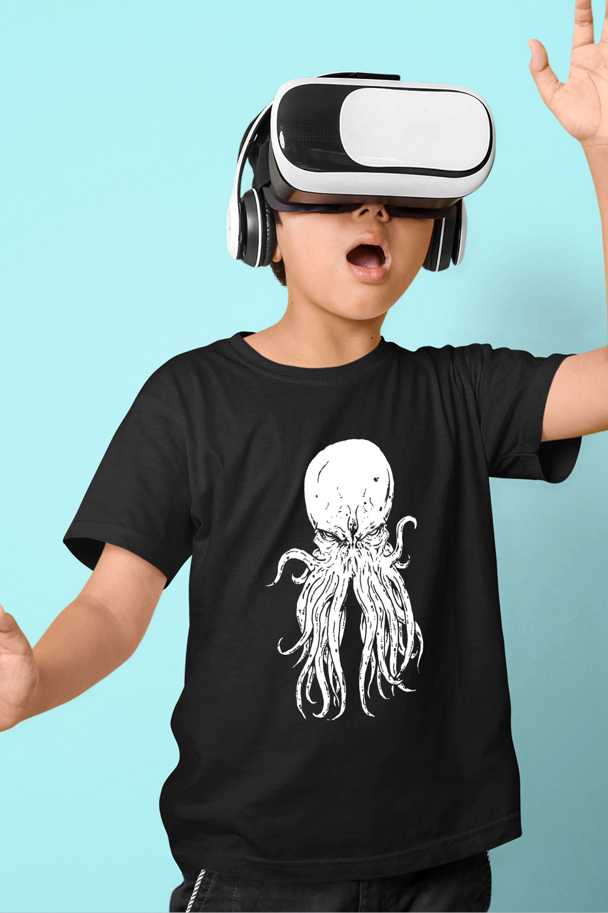 Call Of Ctulhu Baskılı Unisex Siyah Çocuk Tişört - Tshirt