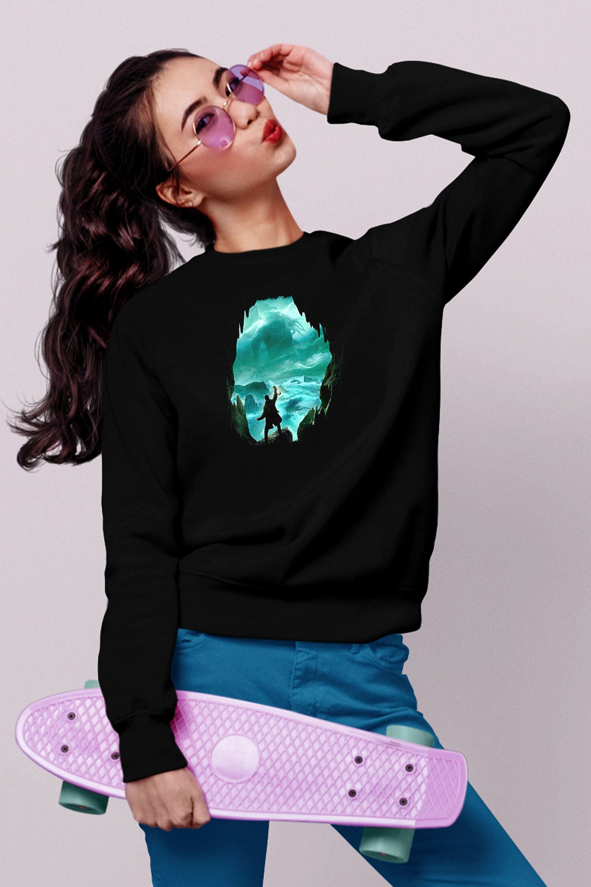 Call Of Ctulhu Baskılı Unisex Siyah Sweatshirt