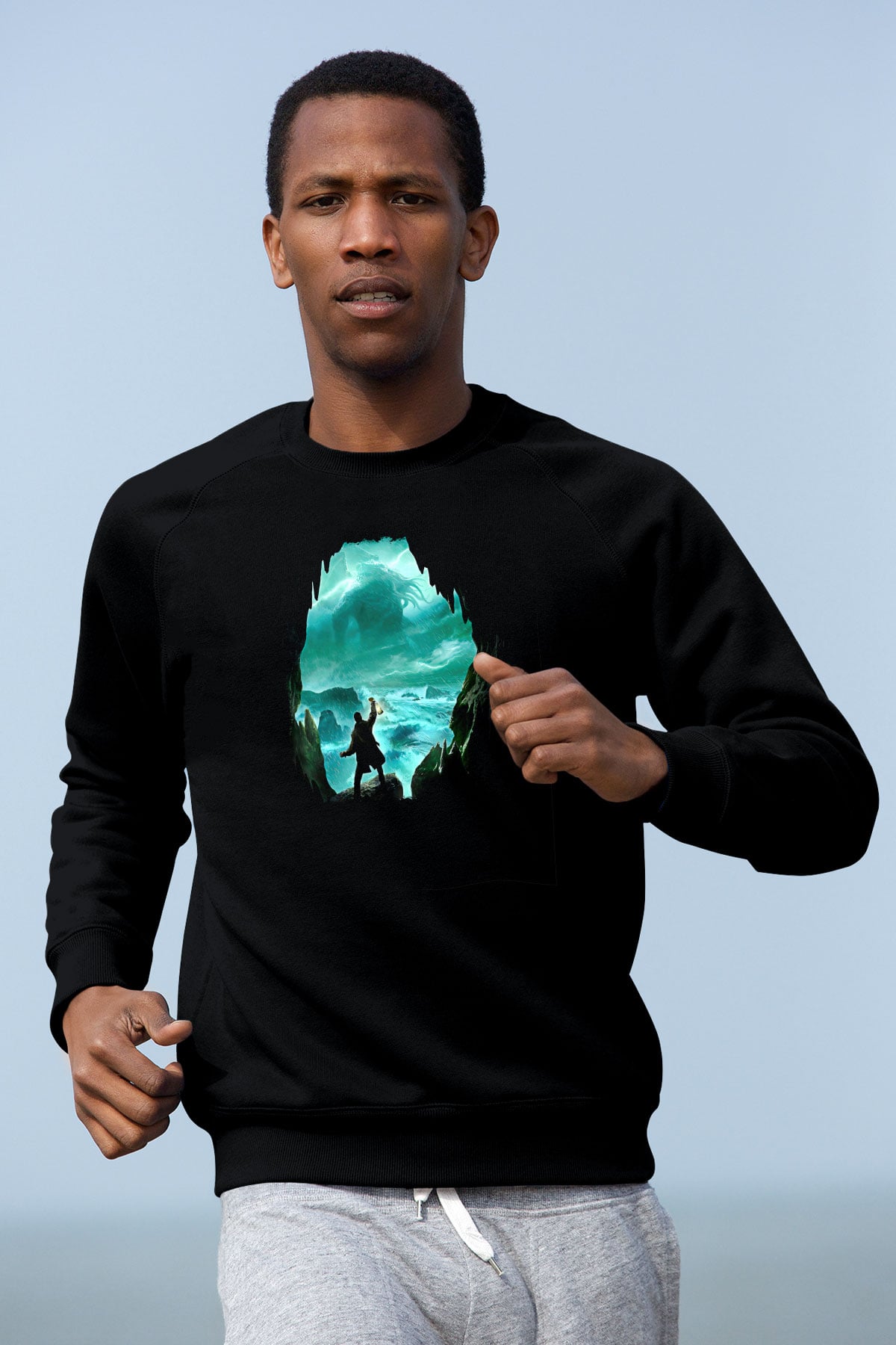 Call Of Ctulhu Baskılı Unisex Siyah Sweatshirt