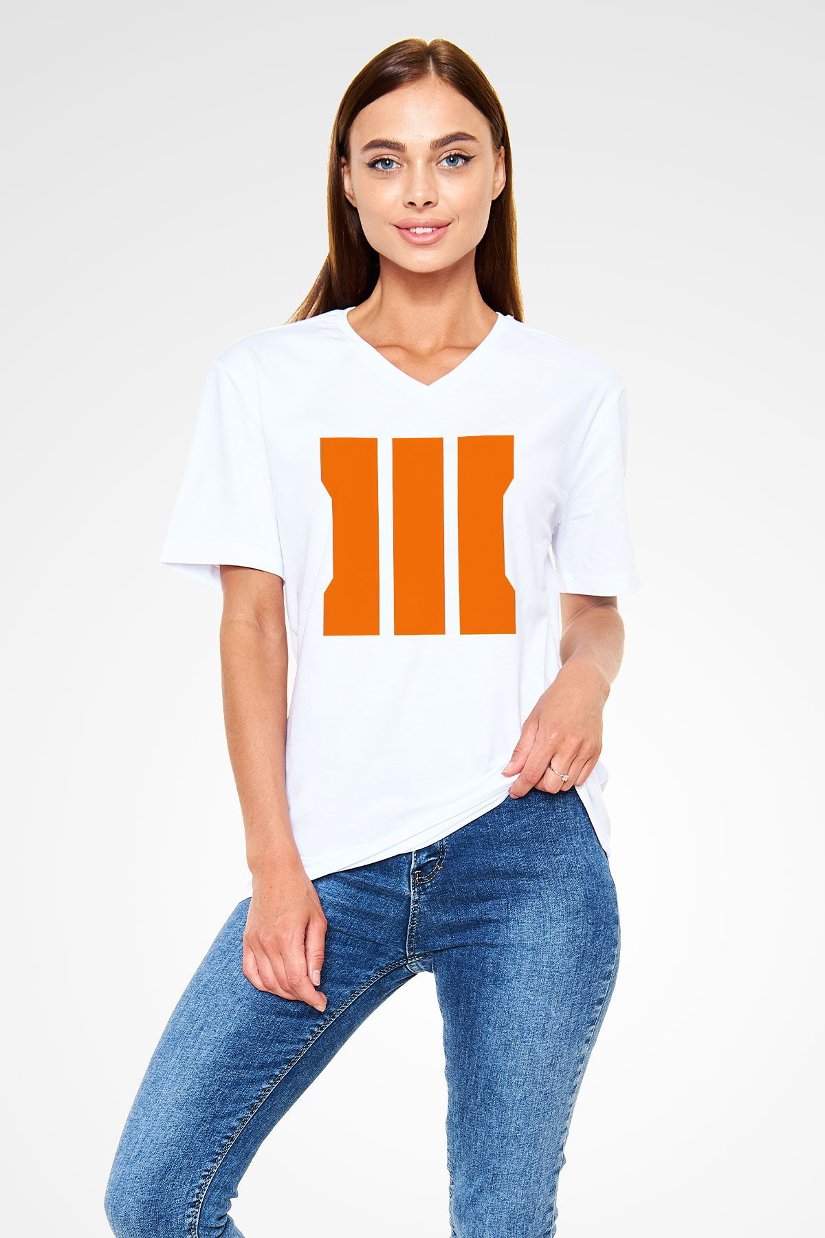 Call of Duty Beyaz Unisex V Yaka Tişört T-Shirt