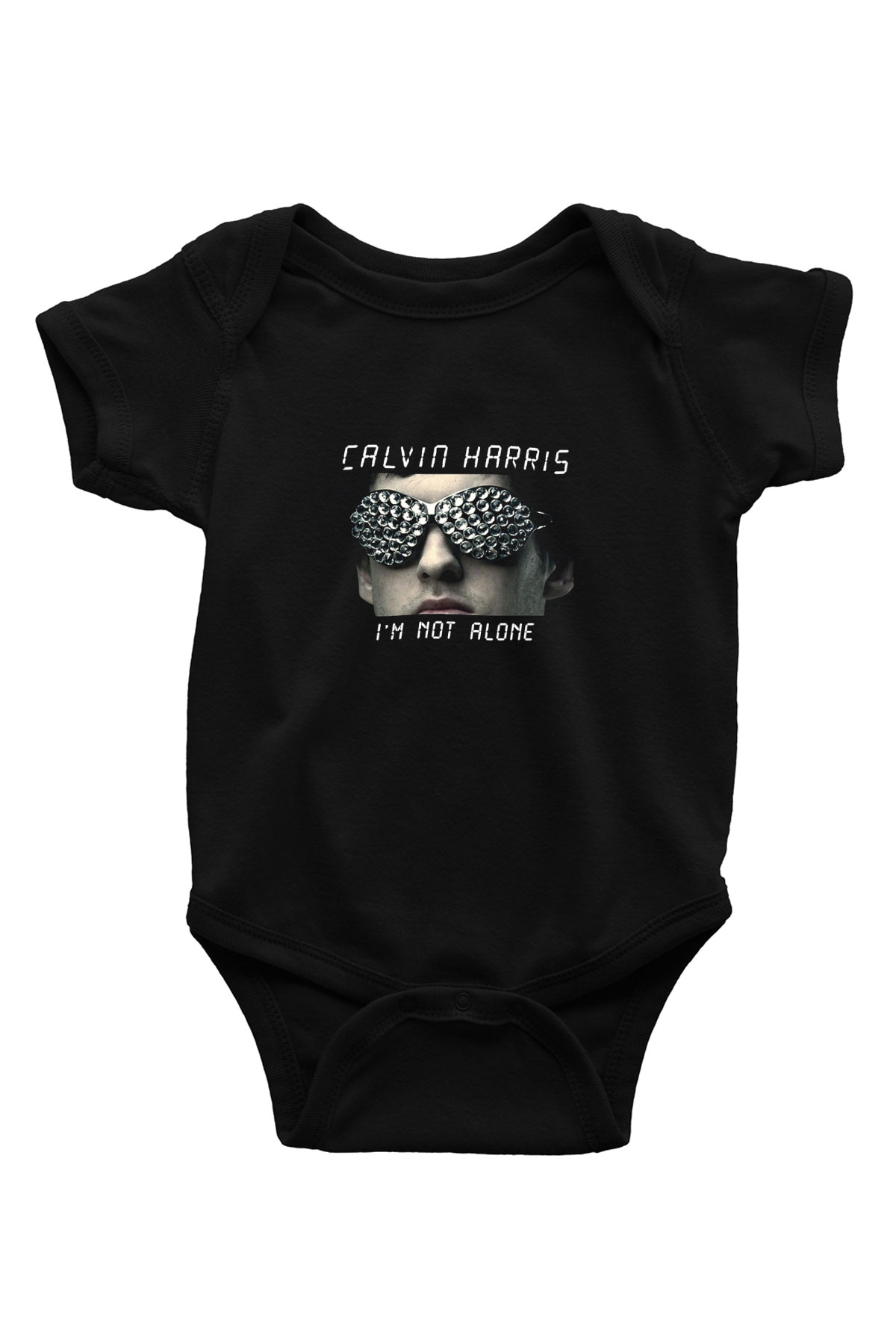 Calvin Harris Baskılı Unisex Siyah Bebek Body - Zıbın