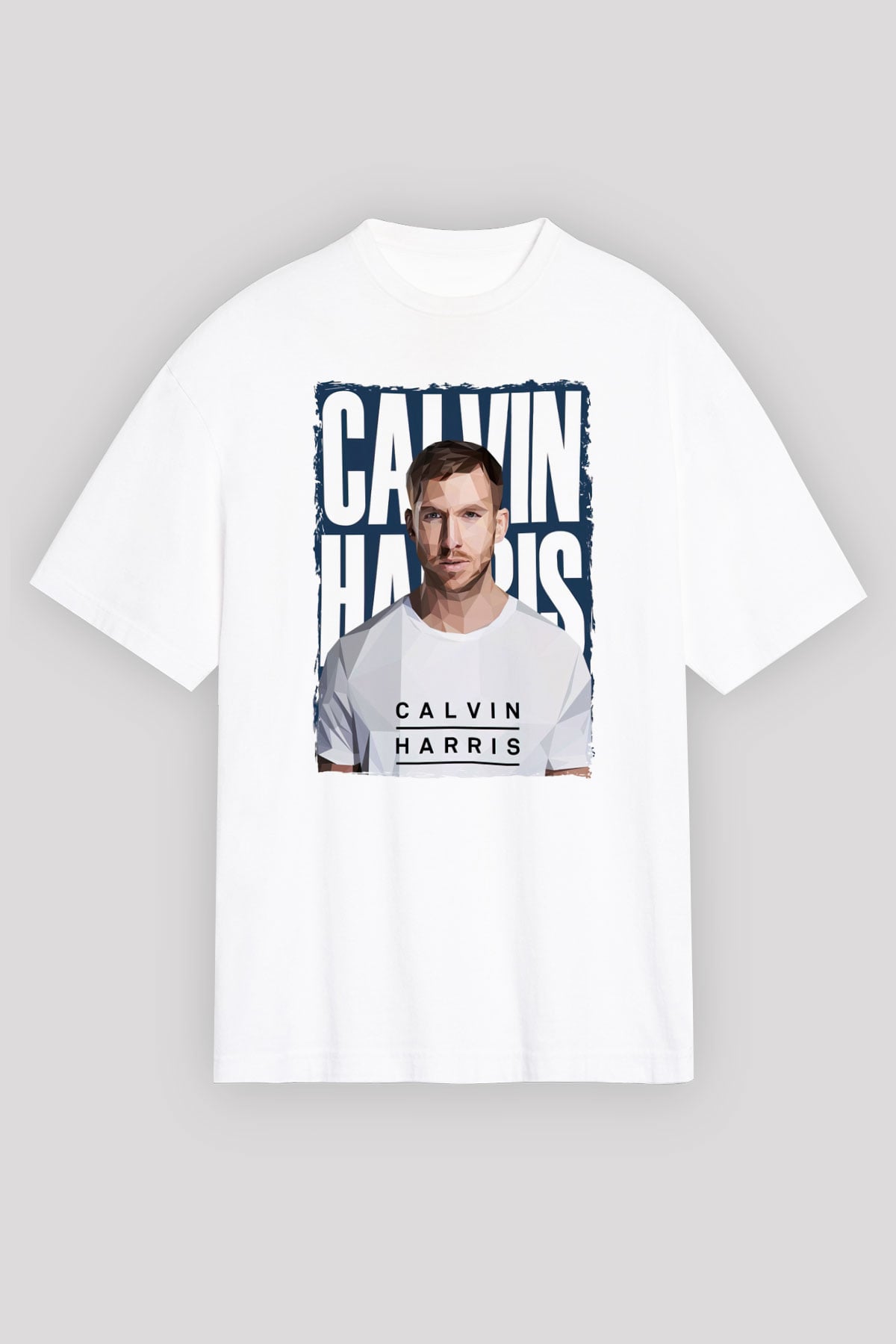 Calvin Harris Beyaz Oversize Tişört Oversize T-shirt - TişörtFabrikası