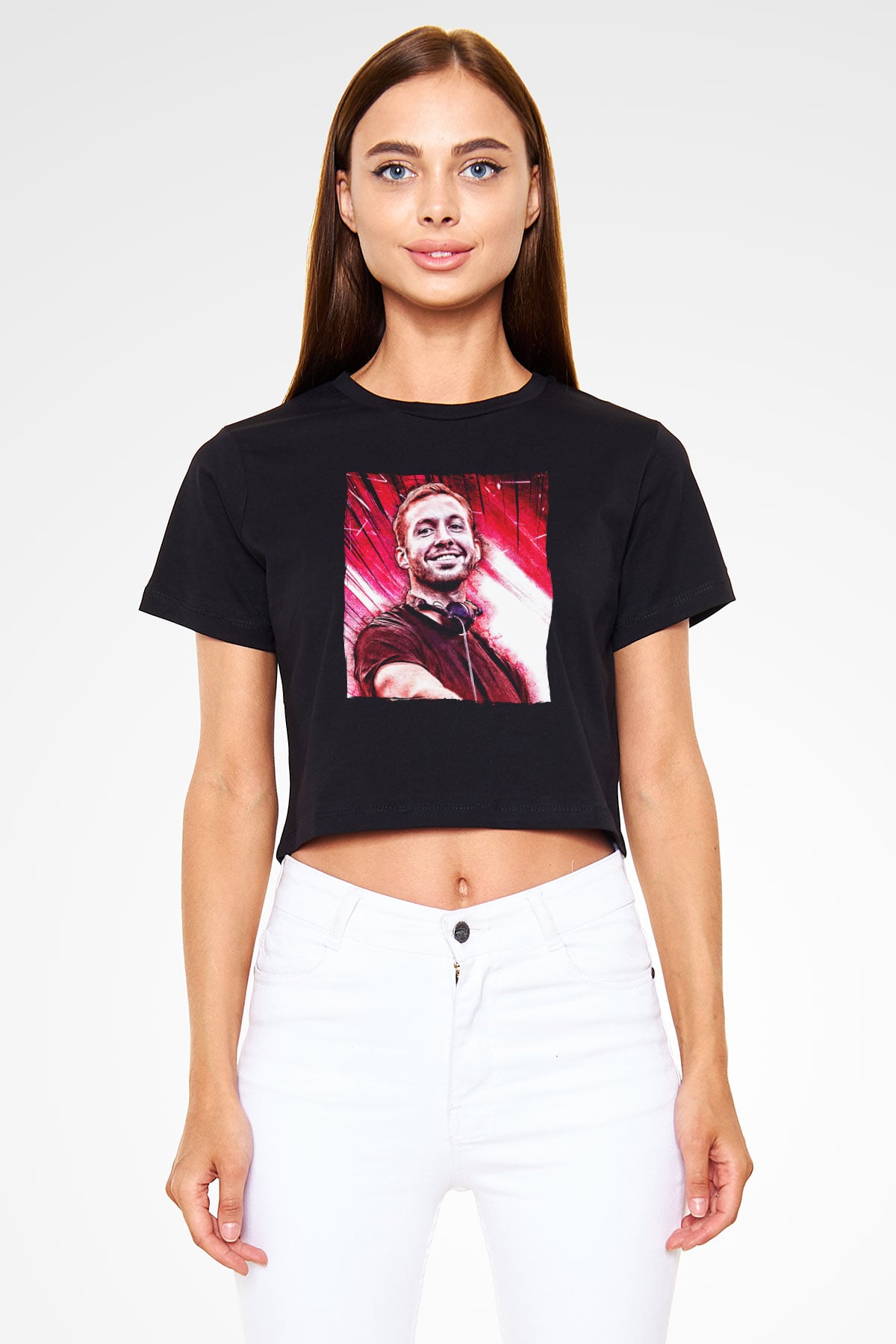 Calvin Harris Siyah  Crop Top Tişört