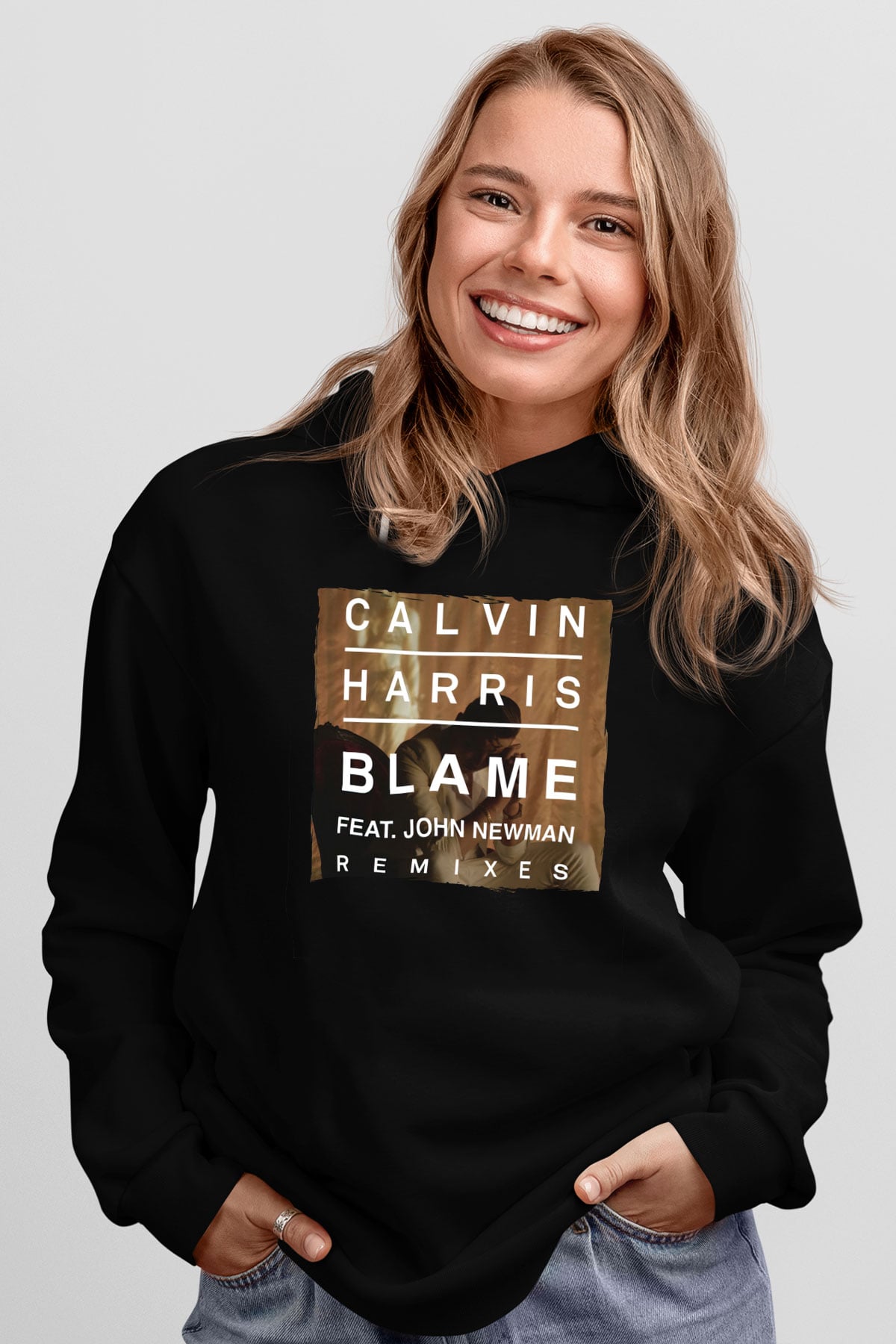 Calvin Harris Siyah Unisex Kapüşonlu Sweatshirt