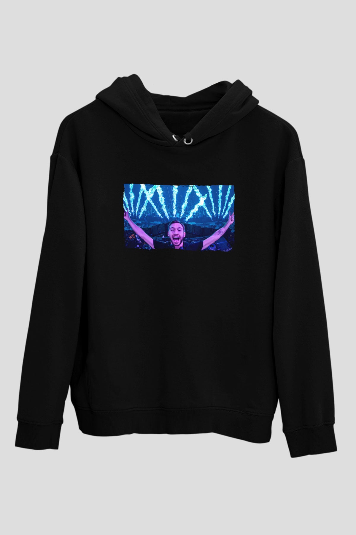 Calvin Harris Siyah Unisex Kapüşonlu Sweatshirt