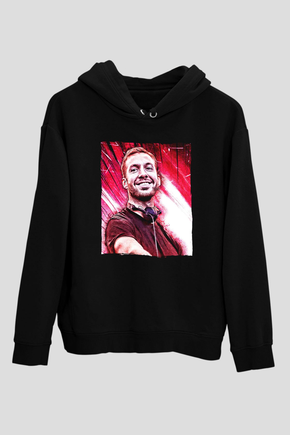 Calvin Harris Siyah Unisex Kapüşonlu Sweatshirt