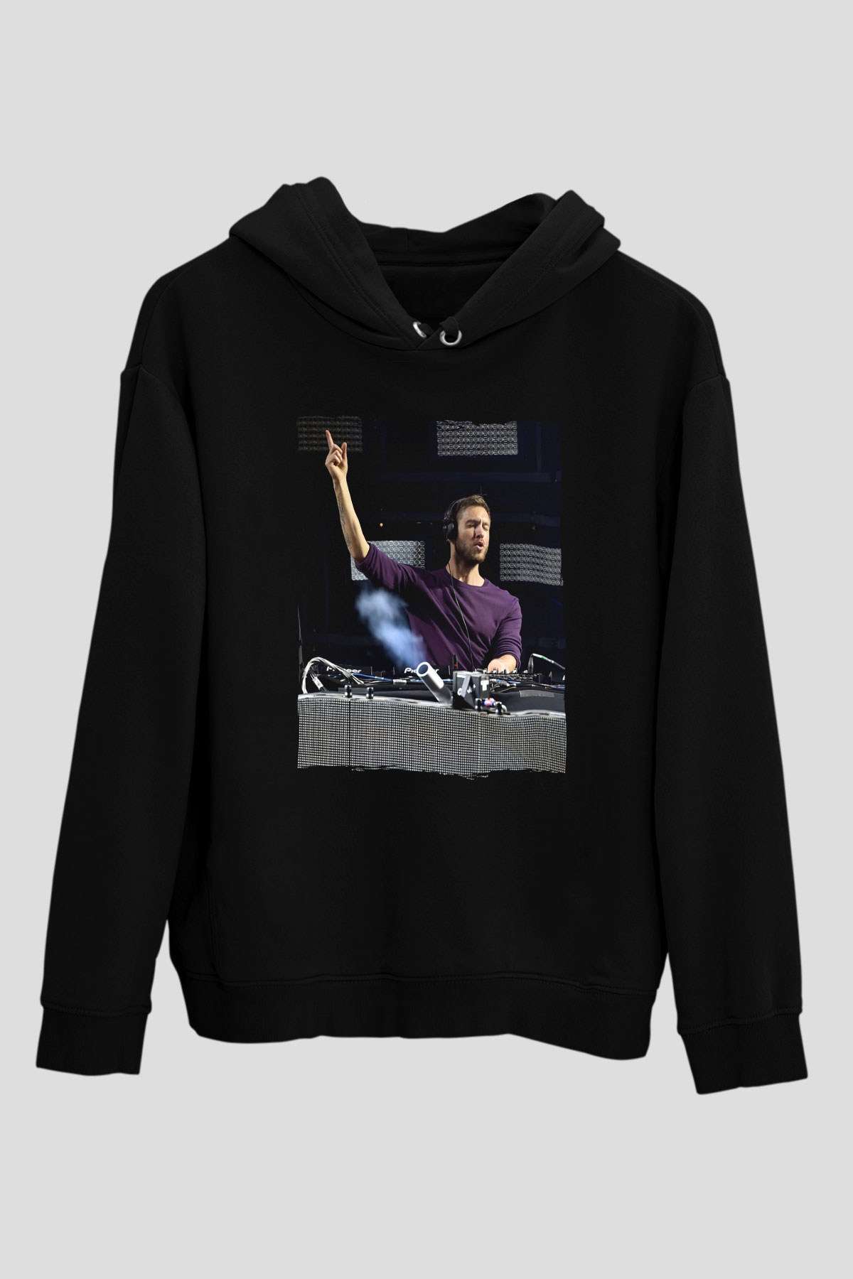 Calvin Harris Siyah Unisex Kapüşonlu Sweatshirt