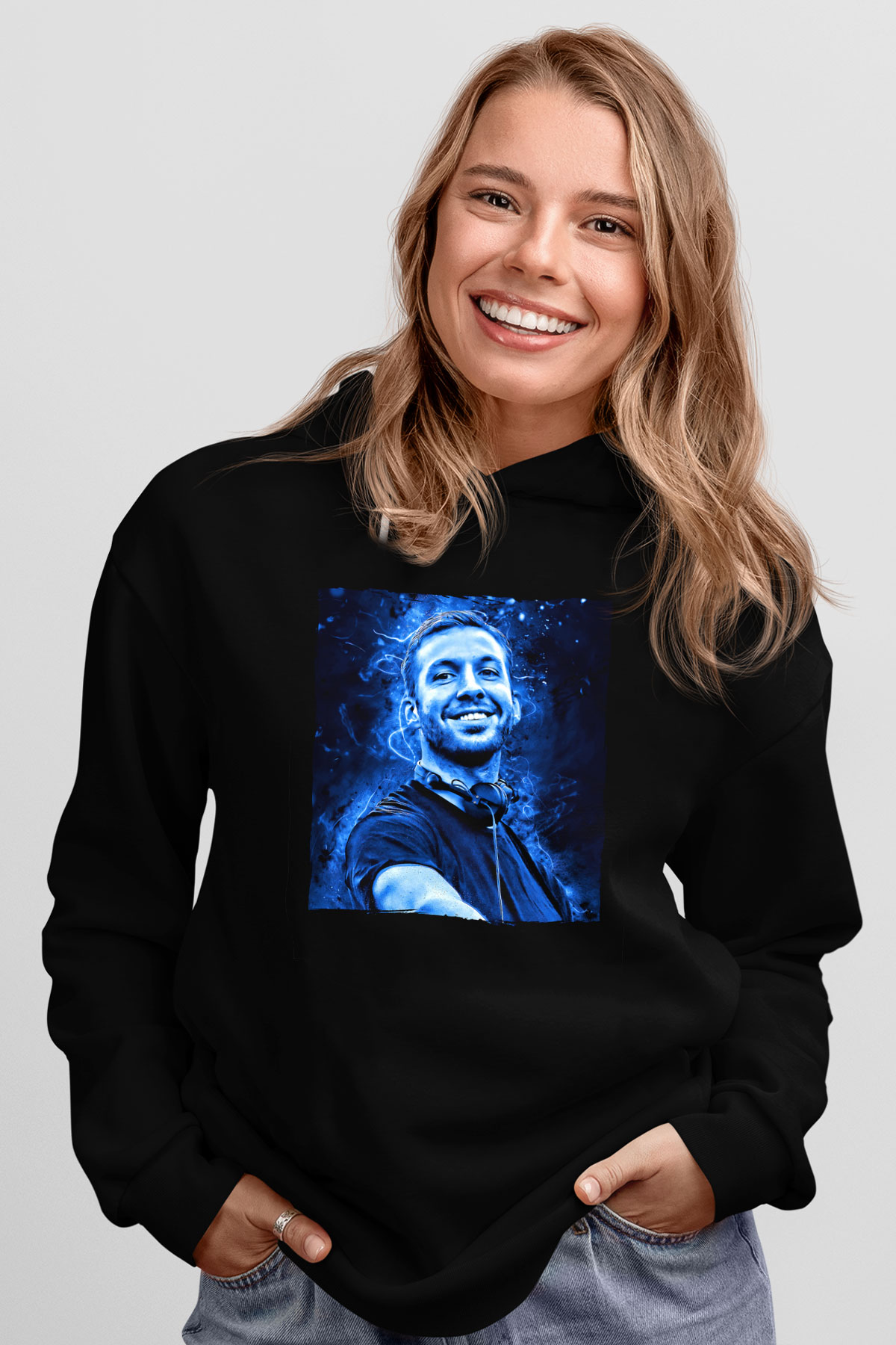 Calvin Harris Siyah Unisex Kapüşonlu Sweatshirt