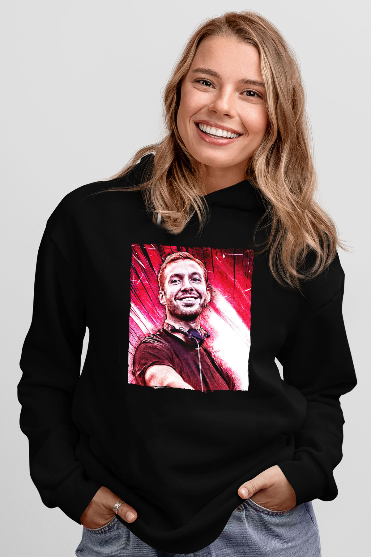 Calvin Harris Siyah Unisex Kapüşonlu Sweatshirt
