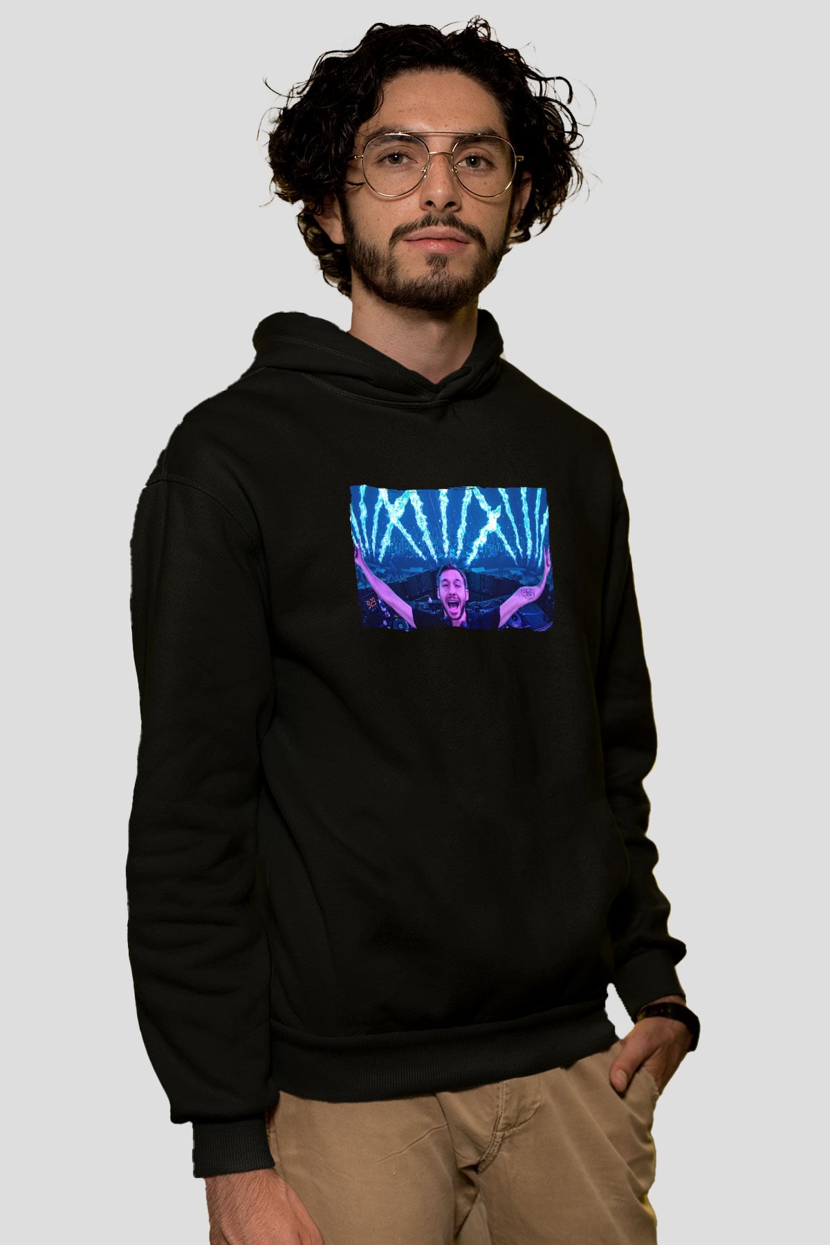Calvin Harris Siyah Unisex Kapüşonlu Sweatshirt