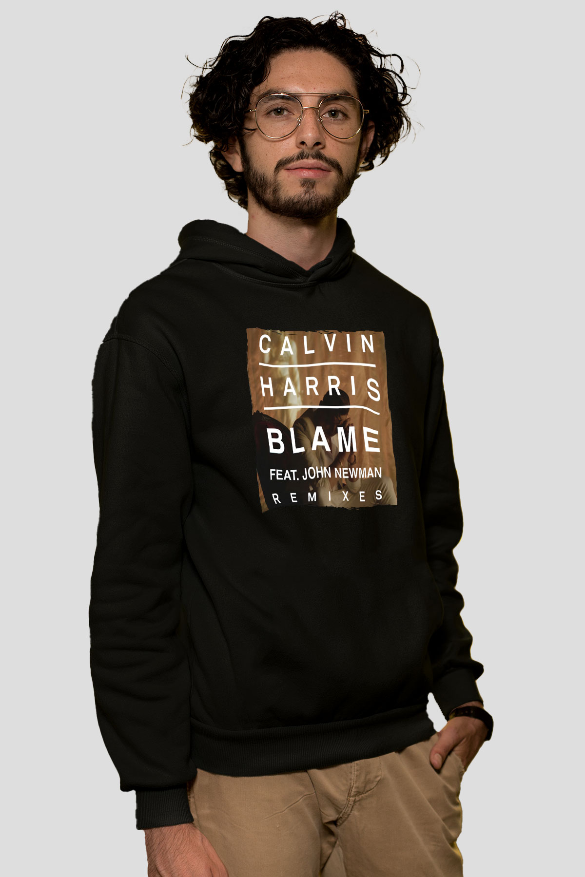 Calvin Harris Siyah Unisex Kapüşonlu Sweatshirt