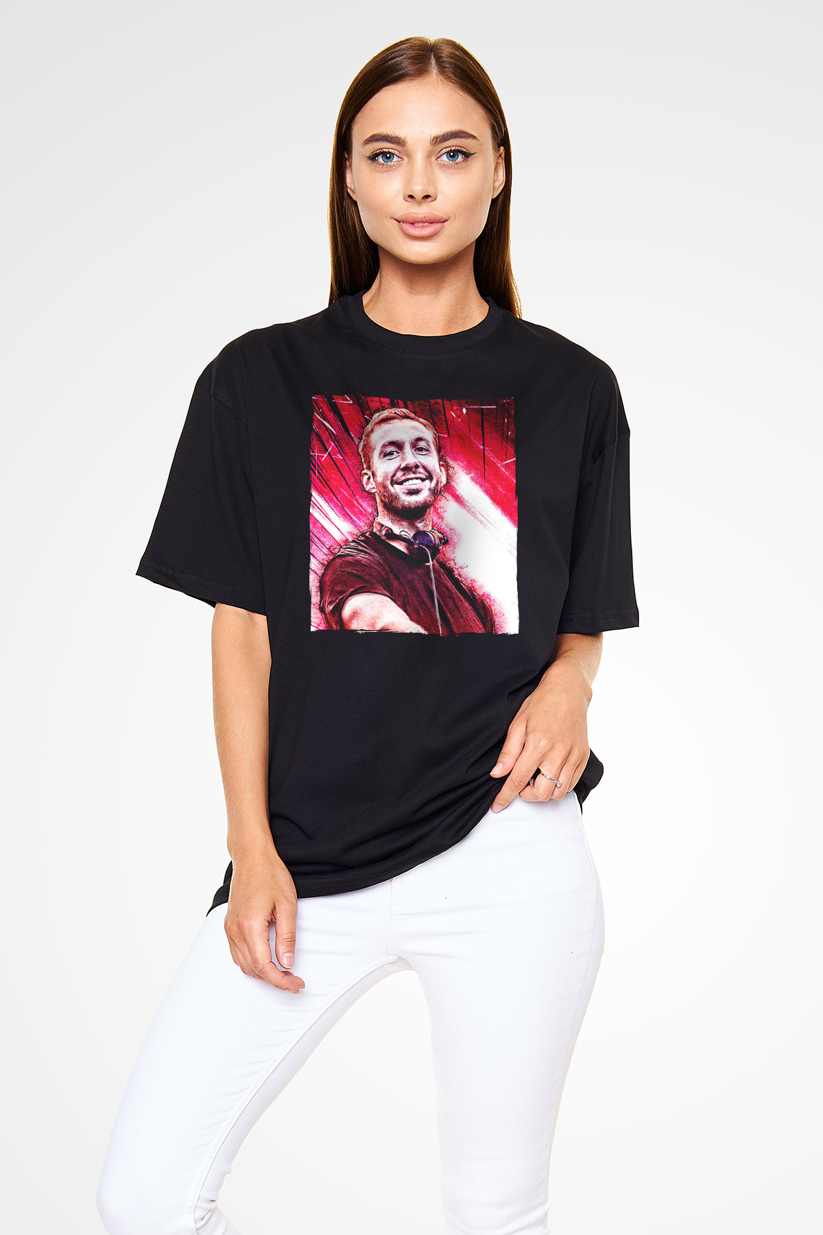 Calvin Harris Siyah Oversize Tişört Oversize T-shirt - TişörtFabrikası