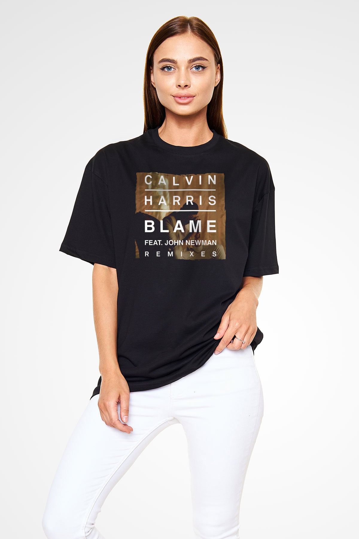 Calvin Harris Siyah Oversize Tişört Oversize T-shirt - TişörtFabrikası