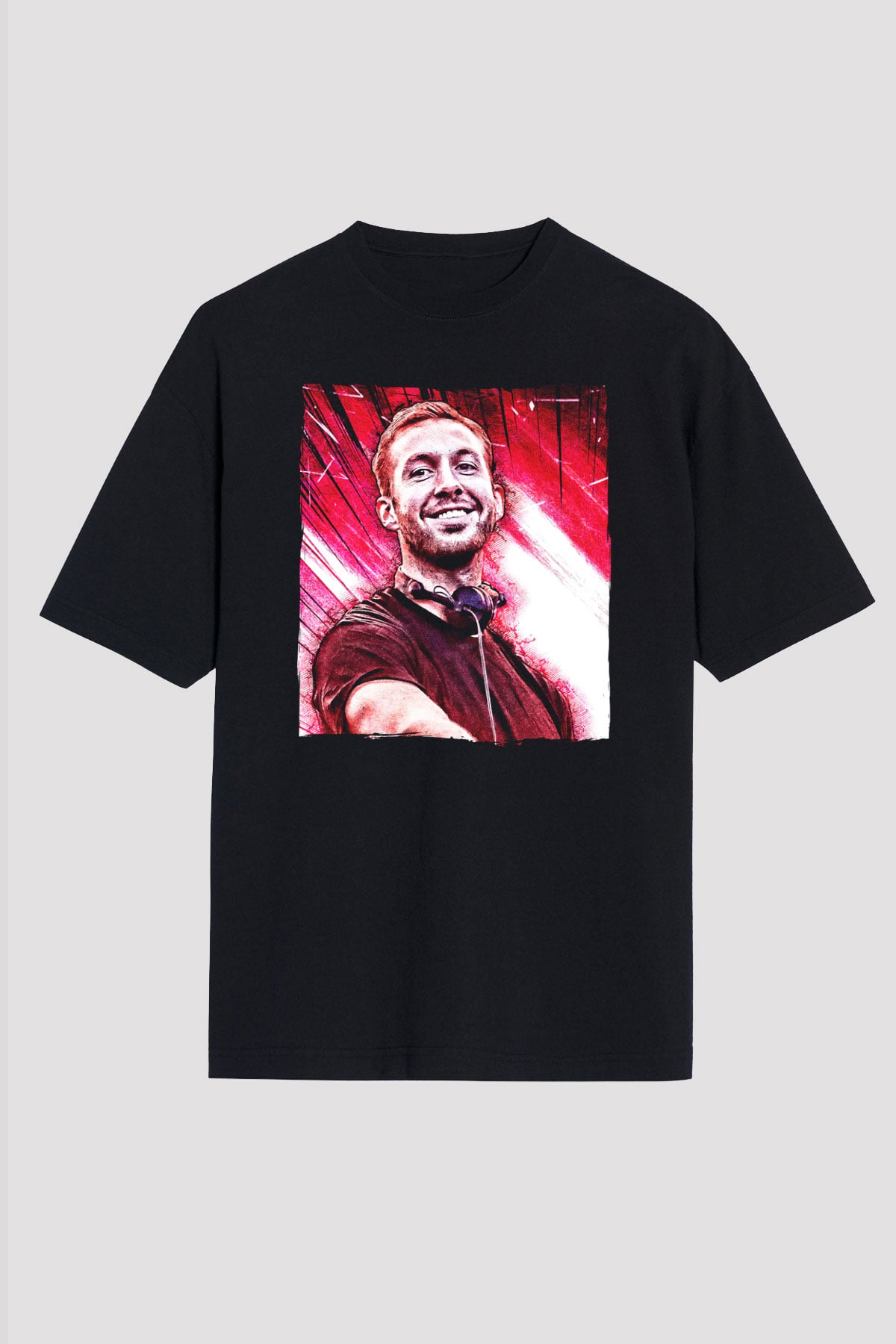 Calvin Harris Siyah Oversize Tişört Oversize T-shirt - TişörtFabrikası