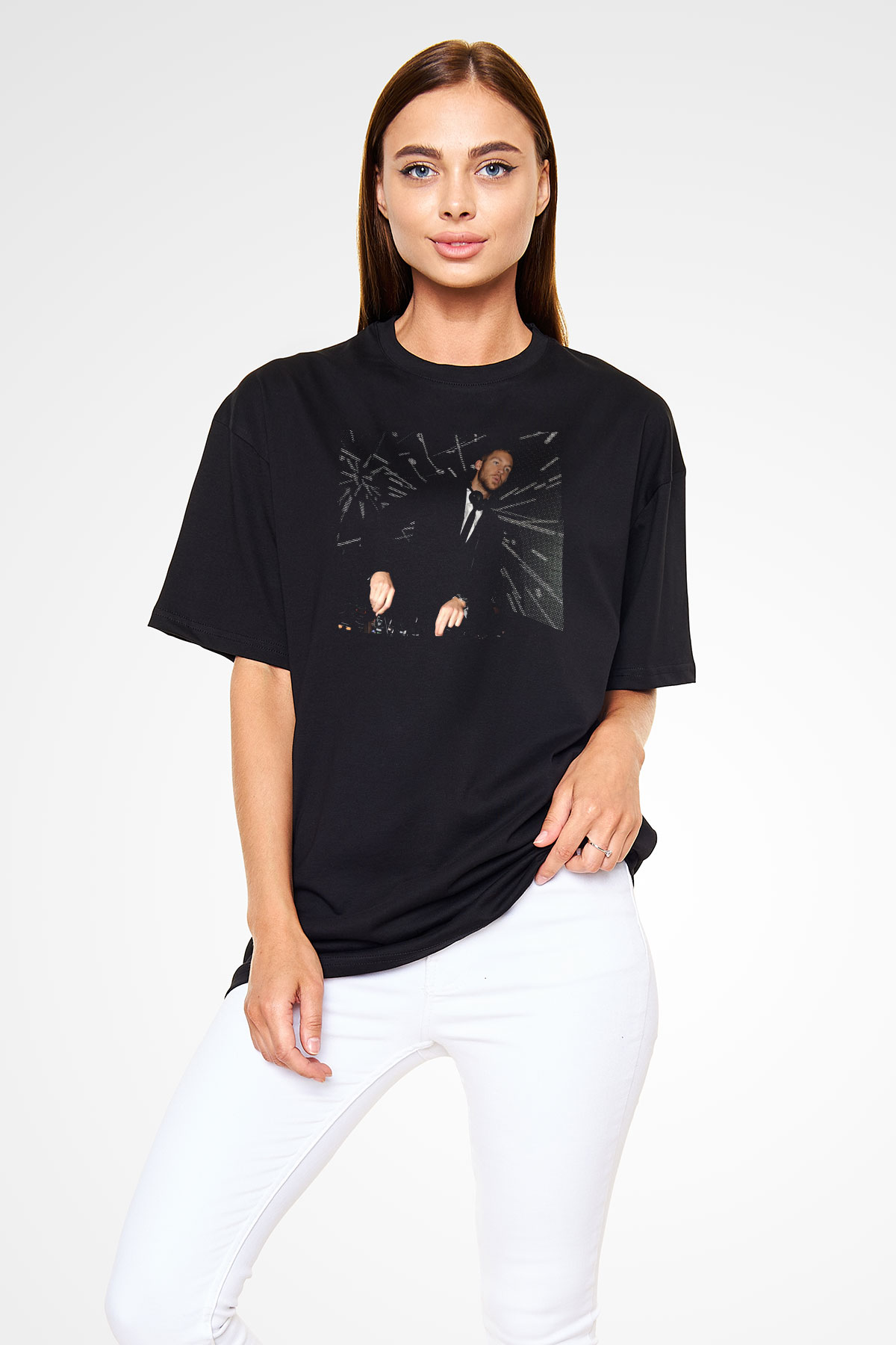 Calvin Harris Siyah Oversize Tişört Oversize T-shirt - TişörtFabrikası