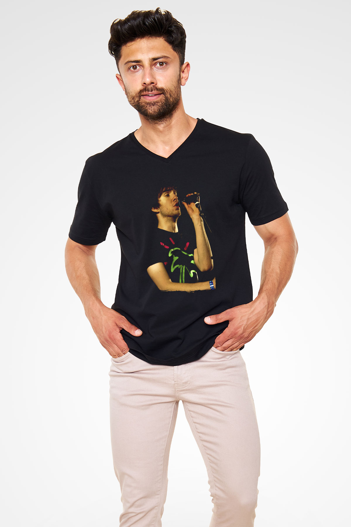 Calvin Harris Siyah Unisex V Yaka Tişört