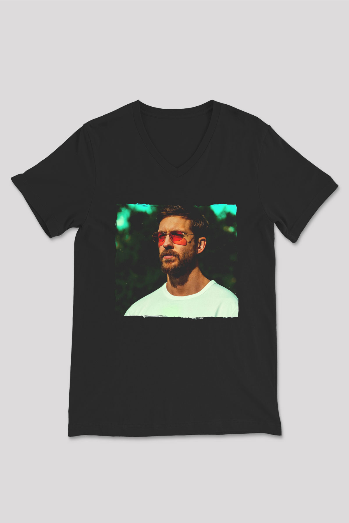 Calvin Harris Siyah Unisex V Yaka Tişört