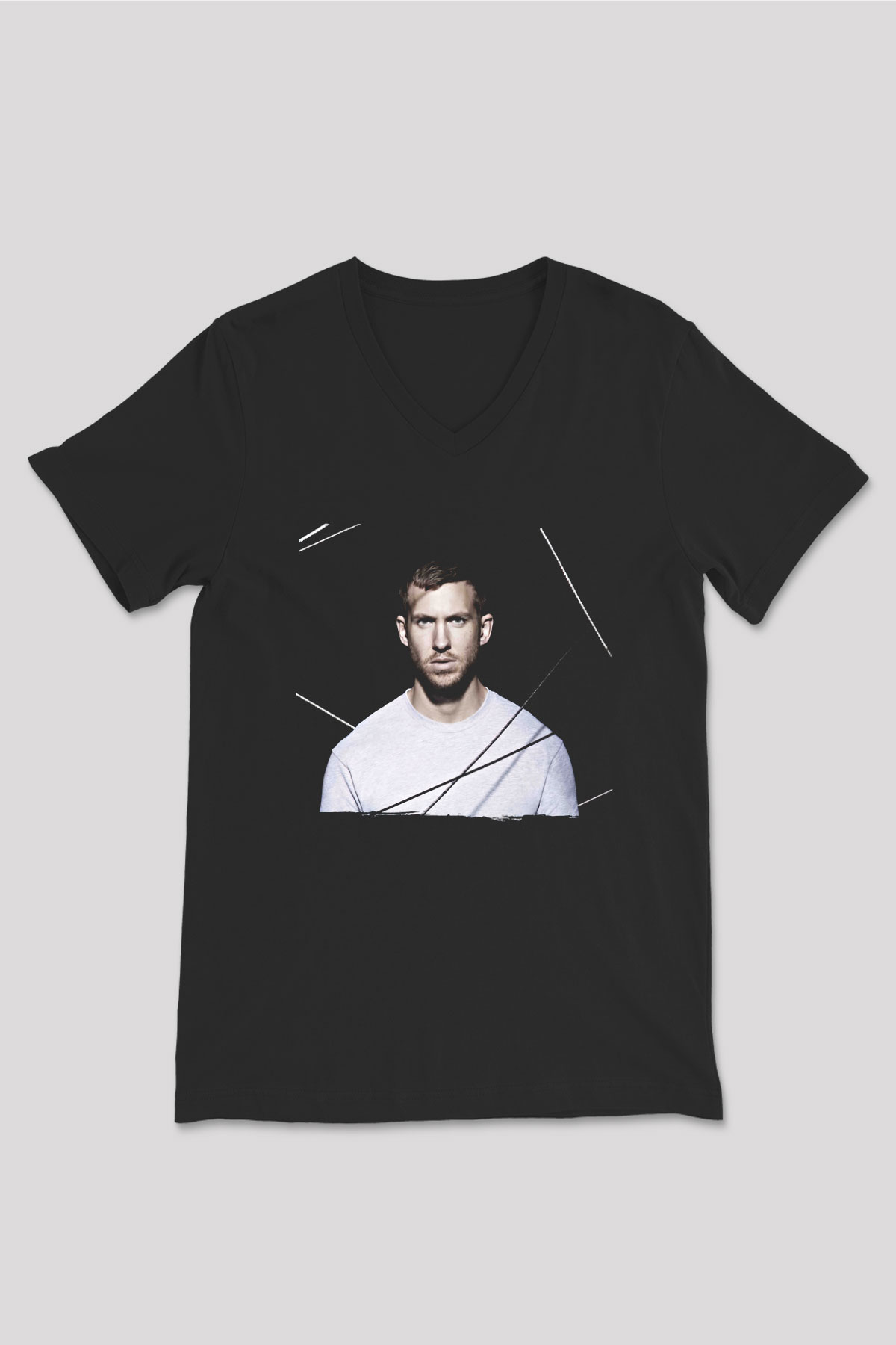 Calvin Harris Siyah Unisex V Yaka Tişört