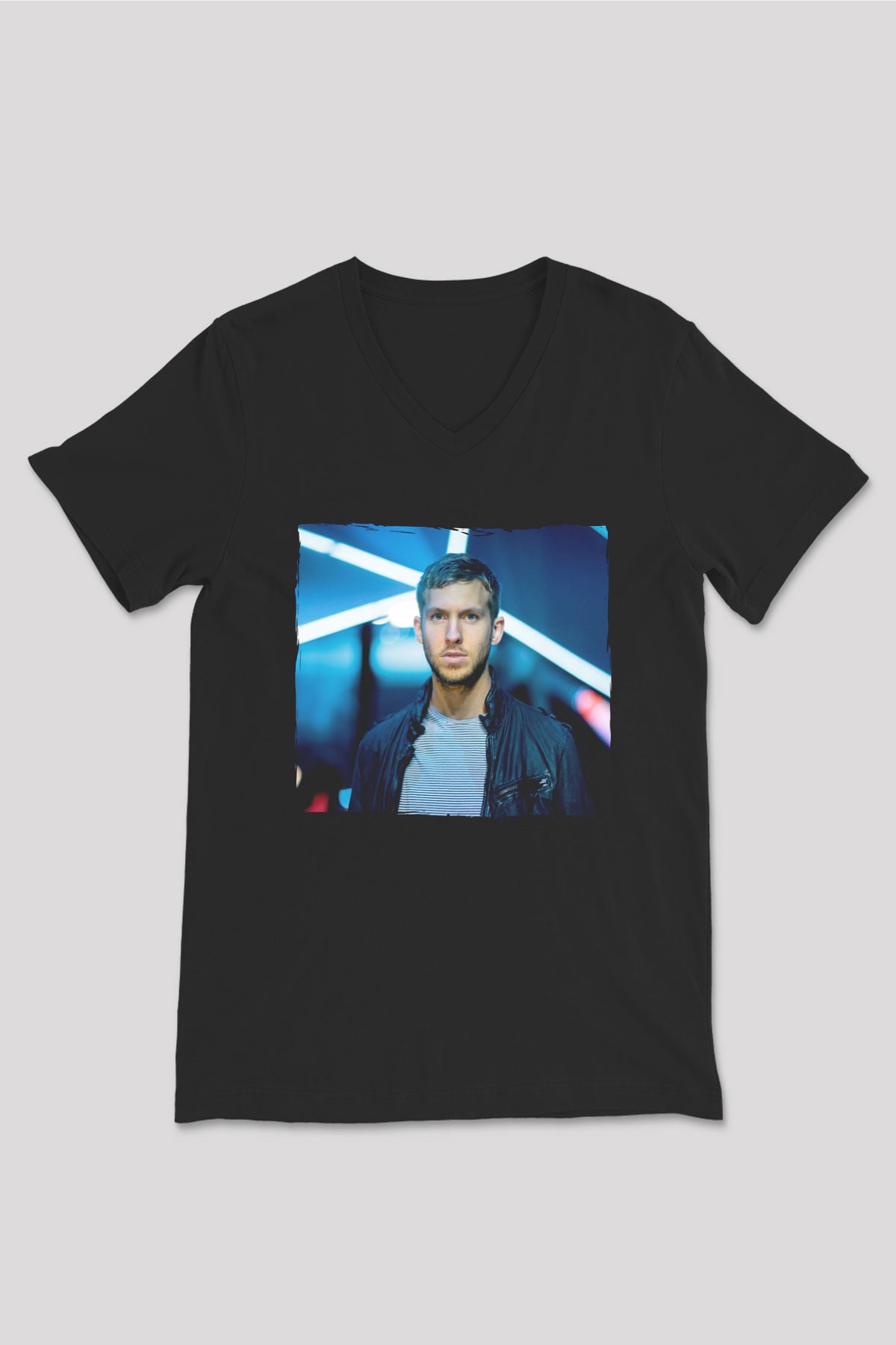 Calvin Harris Siyah Unisex V Yaka Tişört