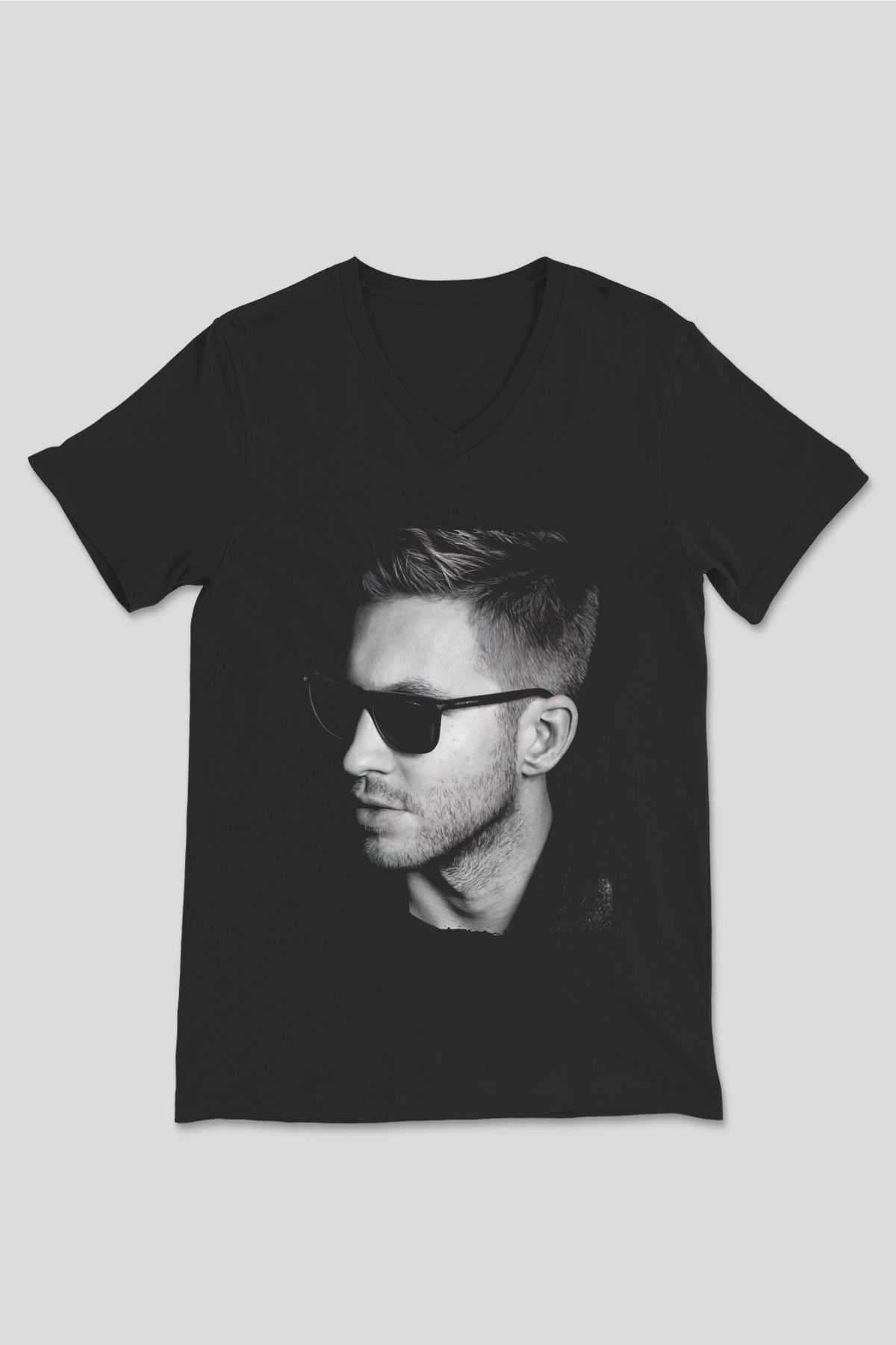 Calvin Harris Siyah Unisex V Yaka Tişört