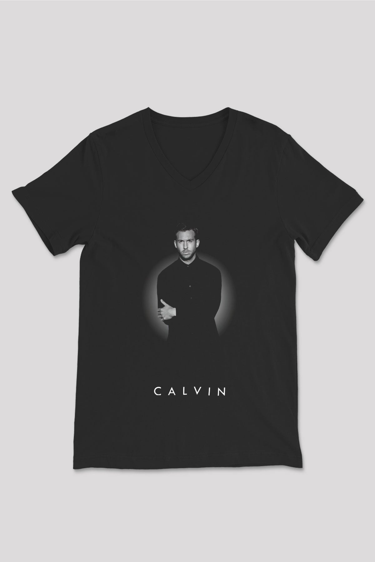 Calvin Harris Siyah Unisex V Yaka Tişört