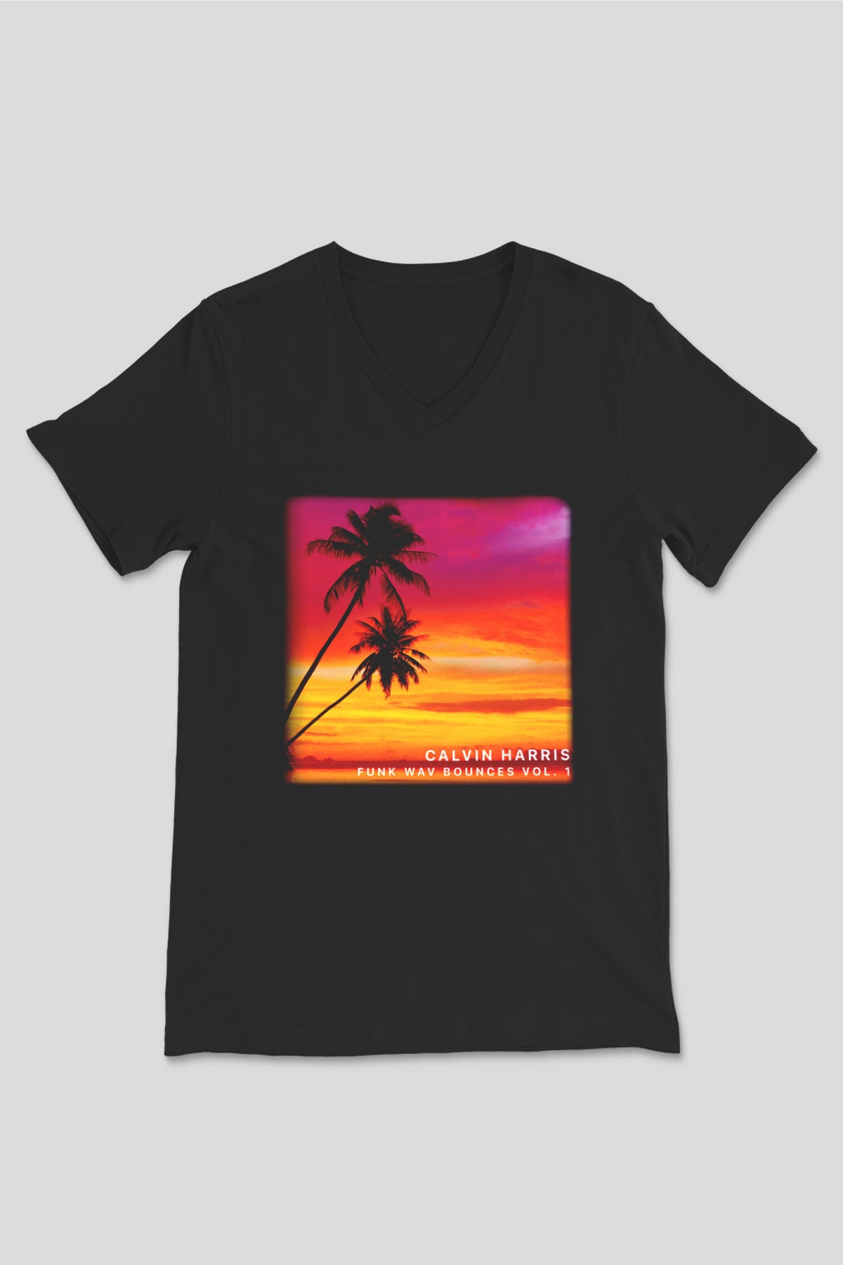 Calvin Harris Siyah Unisex V Yaka Tişört T-Shirt