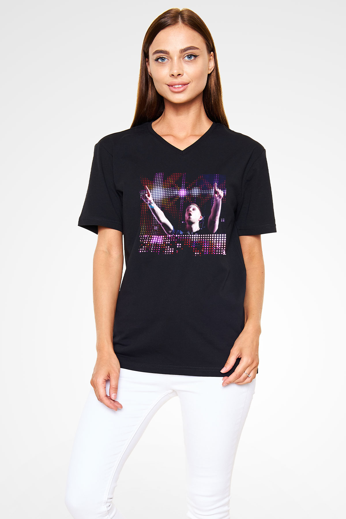 Calvin Harris Siyah Unisex V Yaka Tişört