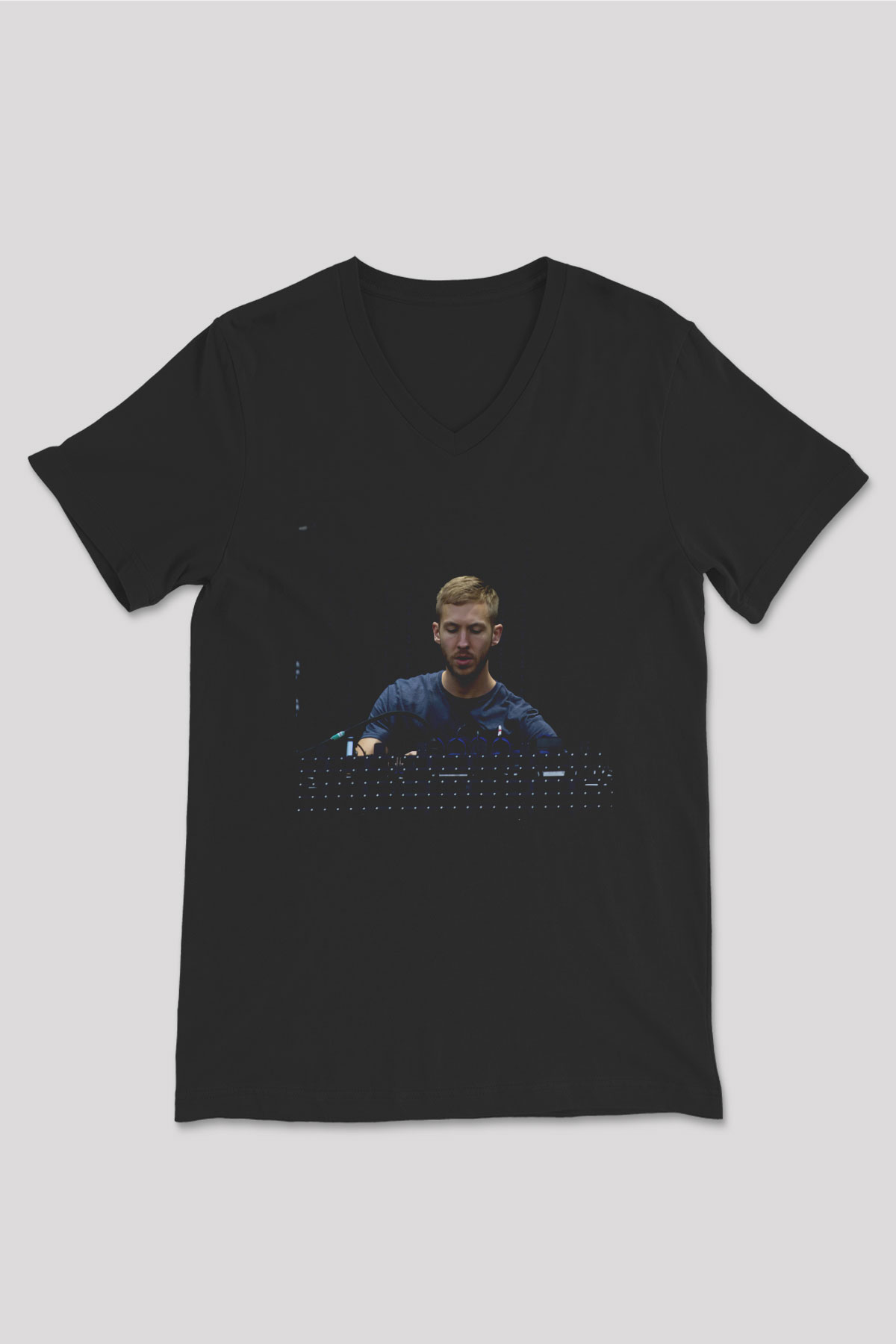 Calvin Harris Siyah Unisex V Yaka Tişört
