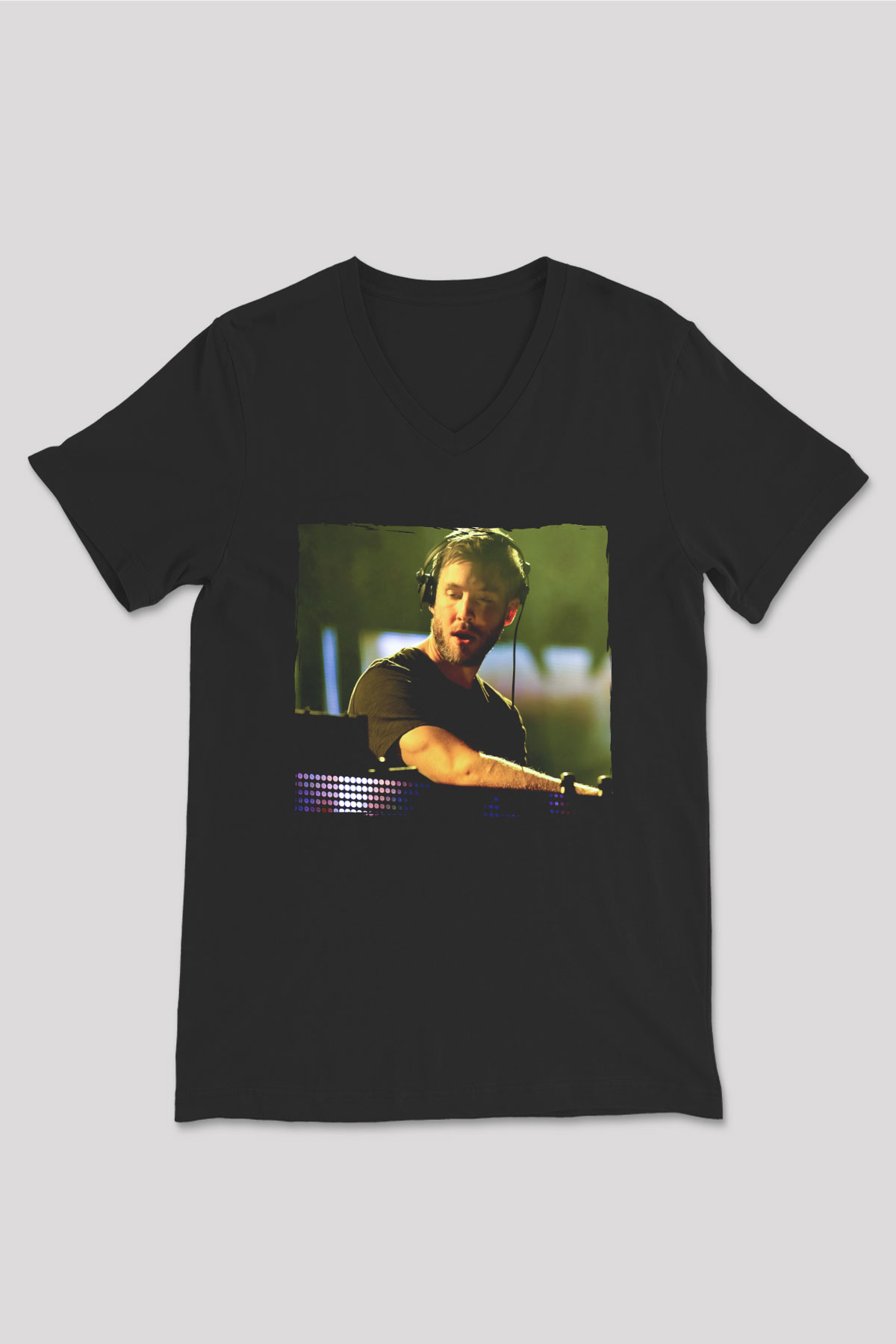 Calvin Harris Siyah Unisex V Yaka Tişört