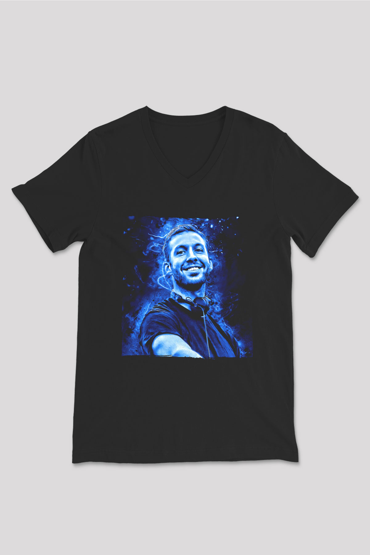 Calvin Harris Siyah Unisex V Yaka Tişört
