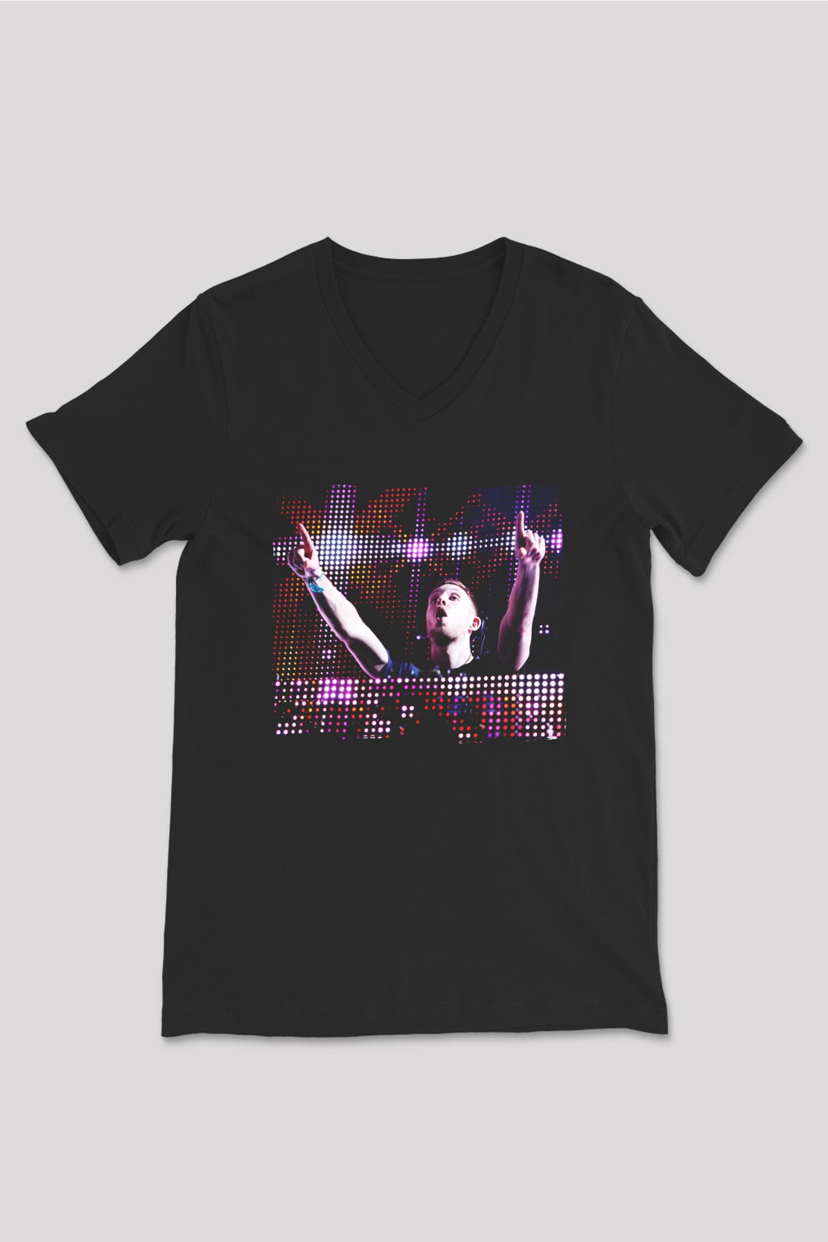 Calvin Harris Siyah Unisex V Yaka Tişört